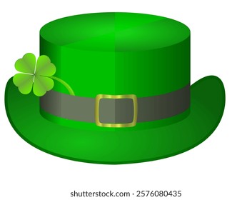 St Patricks day hat with clover isolated on the white background