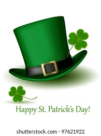 St. Patrick's Day hat with clover. Vector illustration.