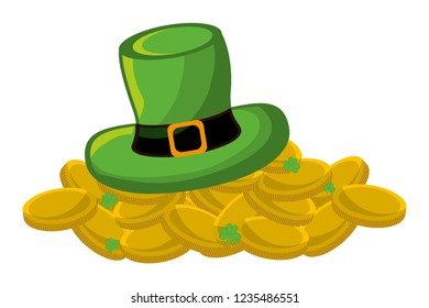 St patricks day hat and coins design