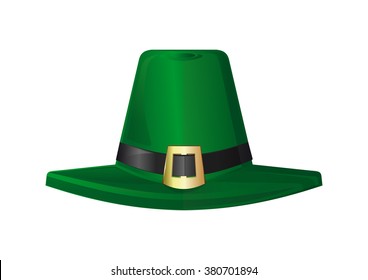 St. Patrick's Day hat. Green leprechaun hat. Design element to St. Patrick's Day. Realistic vector illustration. Vector icon