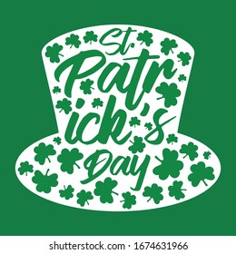 St. Patrick's Day Hat Handdrawn Handwritten Greetings Card. Vector EPS 10