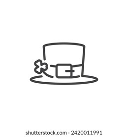 St. Patrick's Day Hat line icon. linear style sign for mobile concept and web design. Leprechaun hat with clover outline vector icon. Symbol, logo illustration. Vector graphics