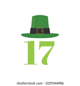St. Patrick's Day Hat, March 17, St. Patrick's Day Icon, Saint Patrick's Day Background, Irish Hat Icon, Vector Illustration Background