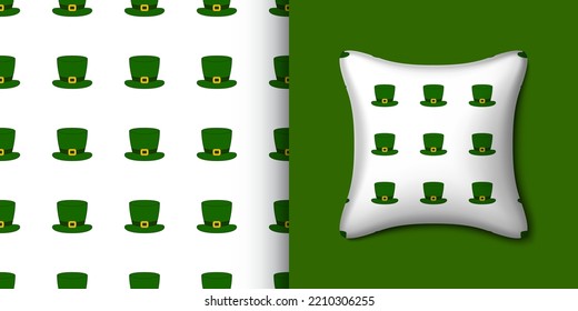 St. Patrick's Day hat seamless pattern with pillow. Vector illustration