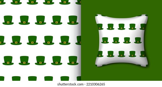 St. Patrick's Day hat seamless pattern with pillow. Vector illustration