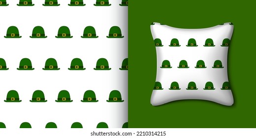 St. Patrick's Day hat seamless pattern with pillow. Vector illustration