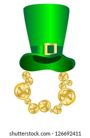 St. Patrick's Day. Hat and symbolic gold coins