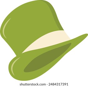 St. Patrick's Day Hat with Tree Leaves Clover. Isolated on White Background. Vector Illustration.