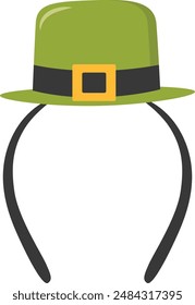 St. Patrick's Day Hat with Tree Leaves Clover. Isolated on White Background. Vector Illustration.