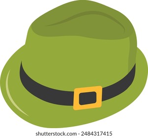 St. Patrick's Day Hat with Tree Leaves Clover. Isolated on White Background. Vector Illustration.