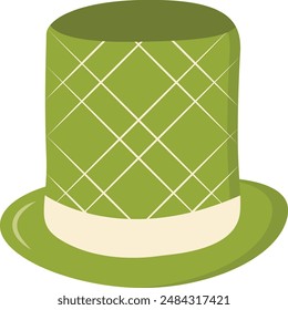 St. Patrick's Day Hat with Tree Leaves Clover. Isolated on White Background. Vector Illustration.