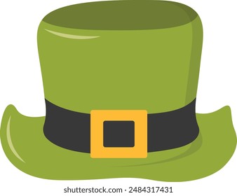 St. Patrick's Day Hat with Tree Leaves Clover. Isolated on White Background. Vector Illustration.