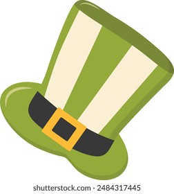 St. Patrick's Day Hat with Tree Leaves Clover. Isolated on White Background. Vector Illustration.