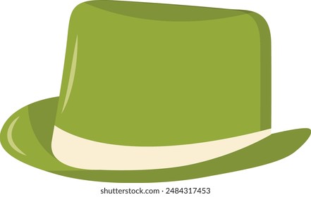 St. Patrick's Day Hat with Tree Leaves Clover. Isolated on White Background. Vector Illustration.
