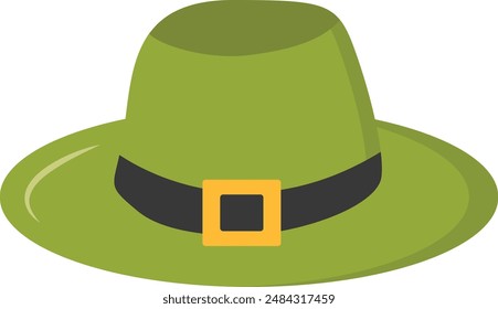 St. Patrick's Day Hat with Tree Leaves Clover. Isolated on White Background. Vector Illustration.