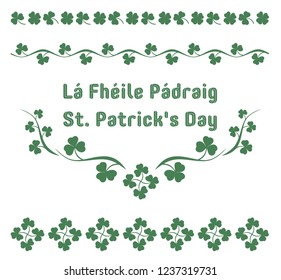 St. Patrick's Day Herbal Ornaments. Vector set for you perfectly design.