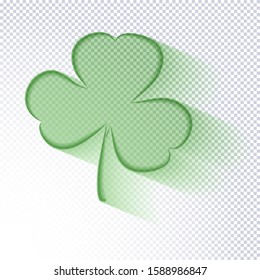 St. Patrick's Day holiday background. Transparent outline clover leaf on a transparent background. Ideal for greeting card, poster and web template. Stylish modern icon shamrock. Vector