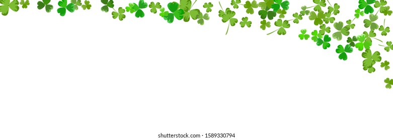 St. Patrick's Day holiday background. Green frame isolated on white background. Ideal for greeting card, poster and web template. Vector illustratio