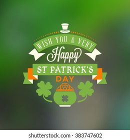 St. Patricks Day Holiday Badge Design. Vector Greetings Card Design. Saint Patricks Day Background. Happy Saint Patricks Day