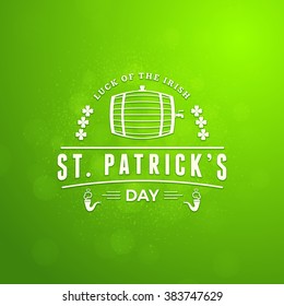 St. Patricks Day Holiday Badge Design. Vector Greetings Card Design. Saint Patricks Day Background. Happy Saint Patricks Day