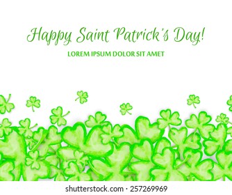 St. Patricks Day holiday frame. Clover leaf border. Spring background.