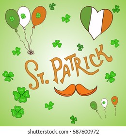 St. Patrick's Day holiday greeting card. Hand drawn vector illustration