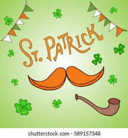 St. Patrick's Day holiday greeting card. Hand drawn vector illustration