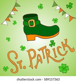 St. Patrick's Day holiday greeting card. Hand drawn vector illustration