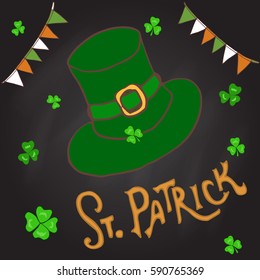 St. Patrick's Day holiday greeting card. Hand drawn vector illustration