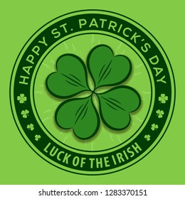 St. Patricks Day Holiday poster, banner, label, badge, emblem or greeting card design. Vector illustration.