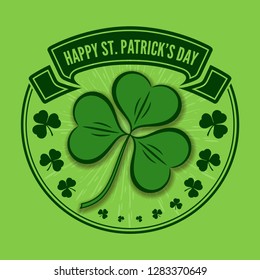 St. Patrick's Day Holiday poster, banner, label, badge, emblem or greeting card design. Vector illustration.