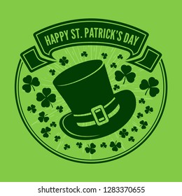 St. Patrick's Day Holiday poster, banner, label, badge, emblem or greeting card design. Vector illustration.