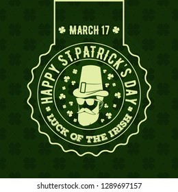 St. Patrick's Day Holiday poster, banner, label, badge, emblem or greeting card design. Vector illustration.