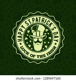 St. Patrick's Day Holiday poster, banner, label, badge, emblem or greeting card design. Vector illustration.