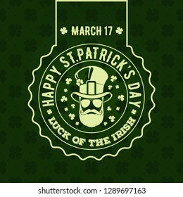 St. Patrick's Day Holiday poster, banner, label, badge, emblem or greeting card design. Vector illustration.