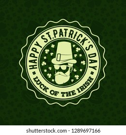 St. Patrick's Day Holiday poster, banner, label, badge, emblem or greeting card design. Vector illustration.