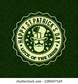 St. Patrick's Day Holiday poster, banner, label, badge, emblem or greeting card design. Vector illustration.