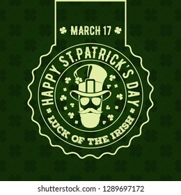 St. Patrick's Day Holiday poster, banner, label, badge, emblem or greeting card design. Vector illustration.