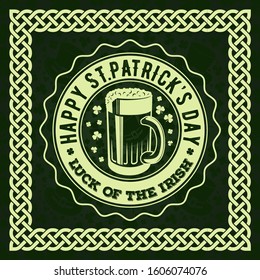 St. Patrick's Day Holiday poster with Beer mug. Vector illustration.
