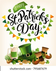 St. Patricks Day holiday poster design. Vector illustration.