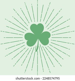 St. Patrick's Day holiday shamrock clover with line rays