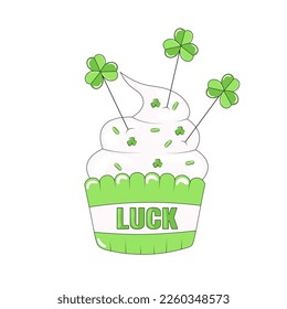 St Patricks Day Holiday Treat Lucky Cupcake with Clover