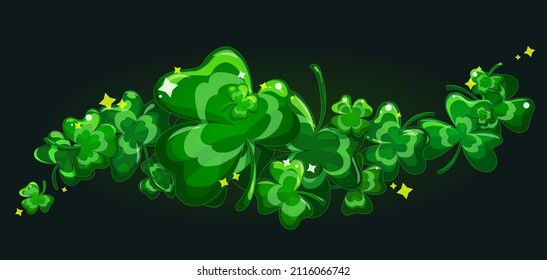 St. Patrick's day horizontal banner background with green shamrock leaves, hand drawn illustration
