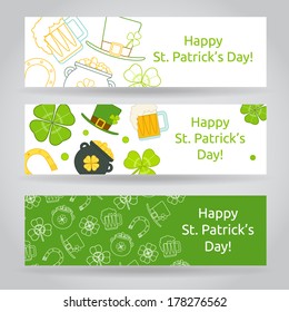 St. Patrick's Day horizontal banners set