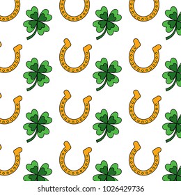 st patricks day horseshoe and clover luck good background