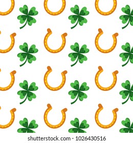 st patricks day horseshoe and clover luck good background