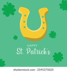 St Patrick's day horseshoes greeting card design 