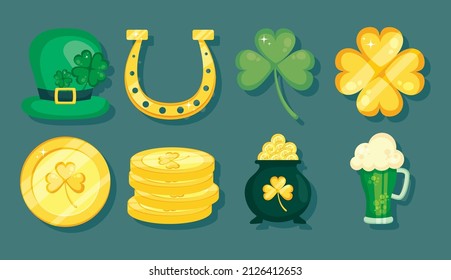 st patricks day icon collection design