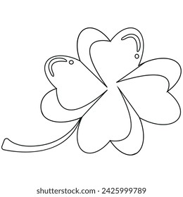 St. Patrick's Day icon, namely four-leaf clover that brings good luck drawn in black outline, template for design, poster or card