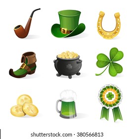 St. Patrick's Day icon set. Holiday symbols isolated on white background